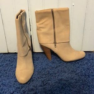 Cream colored heeled boot